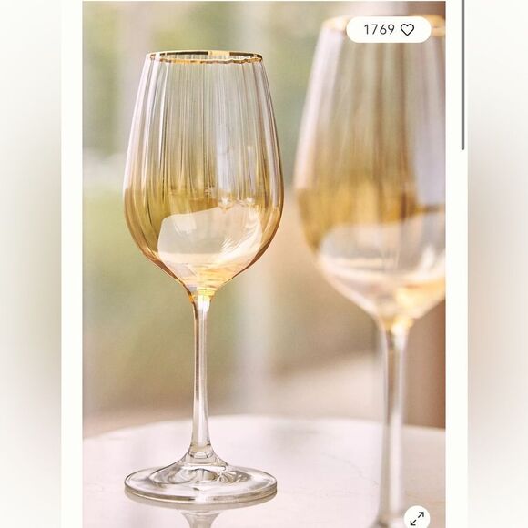 Anthropologie Waterfall Wine Glass Gold Yellow - Picture 6 of 7